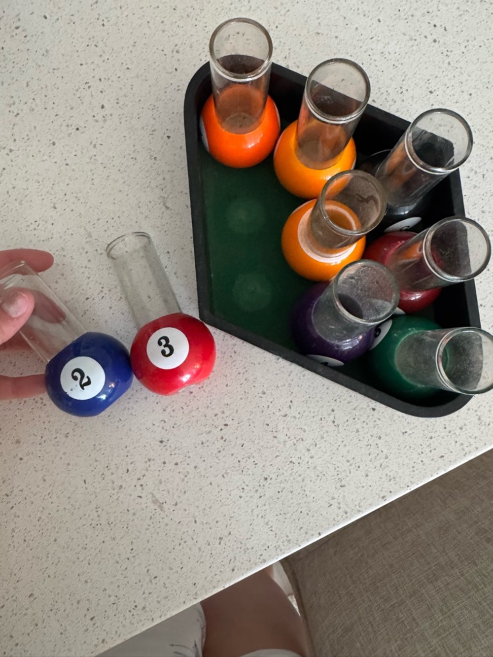 Vintage rare Billiard Ball Shot Glass Set - Colorful Numbered Glasses